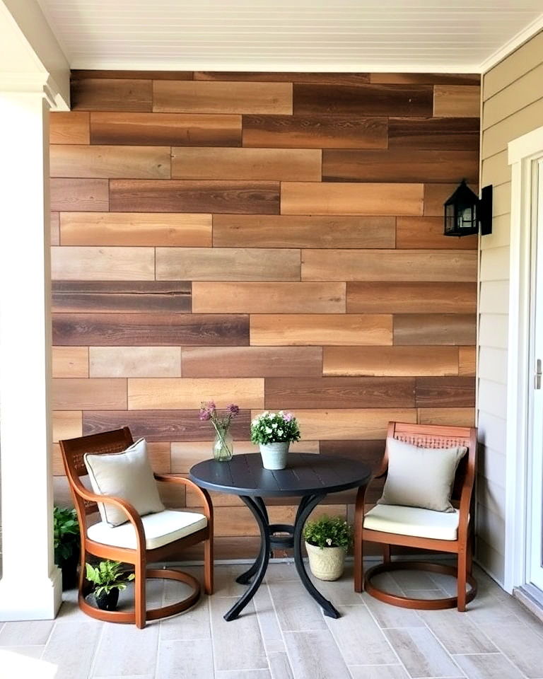 reclaimed wood patio wall