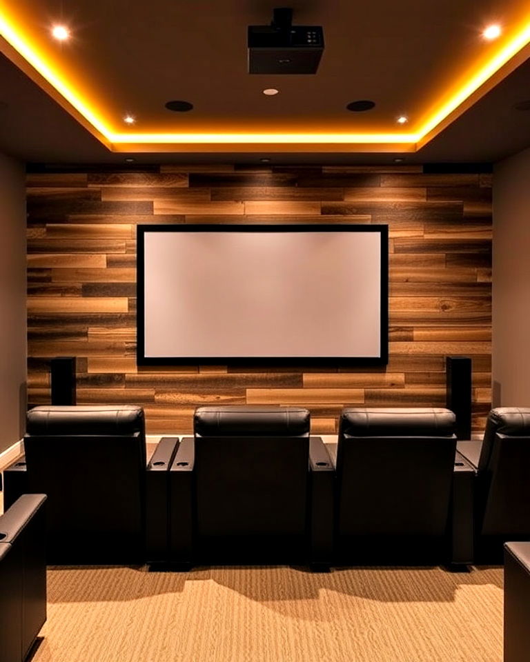 reclaimed wood planks accent wall