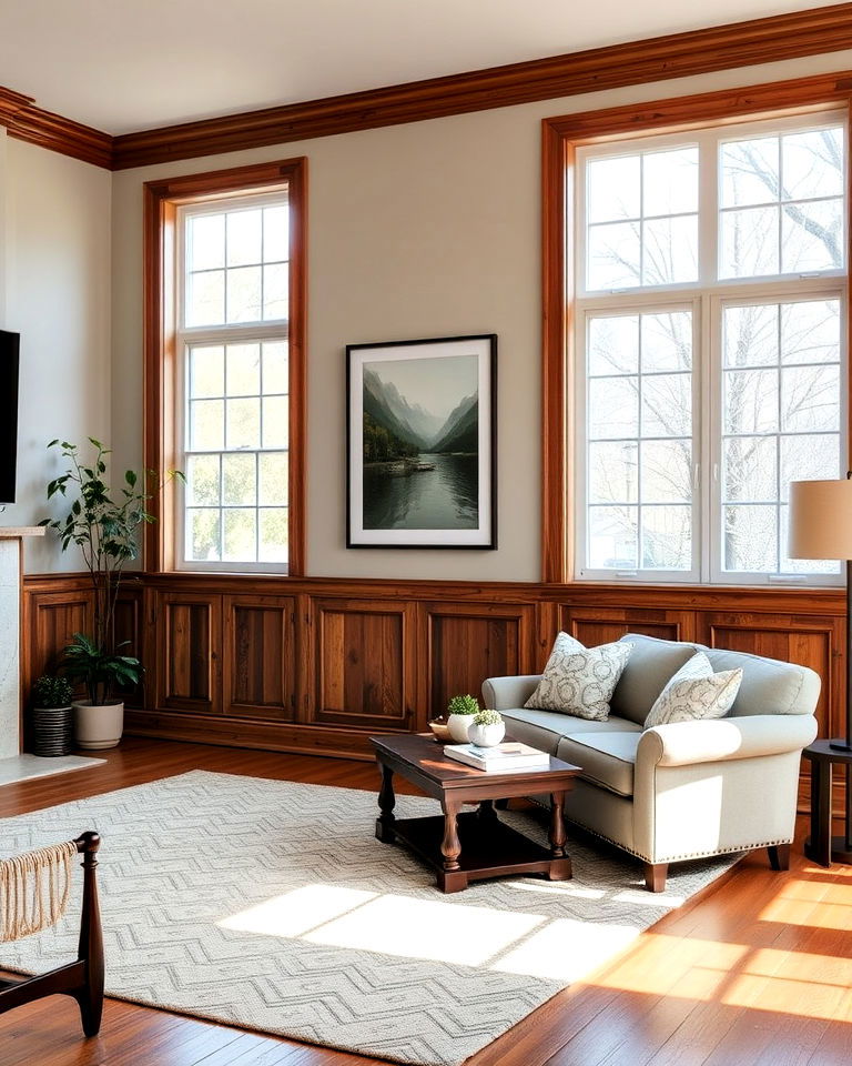 reclaimed wood wainscoting for the living room