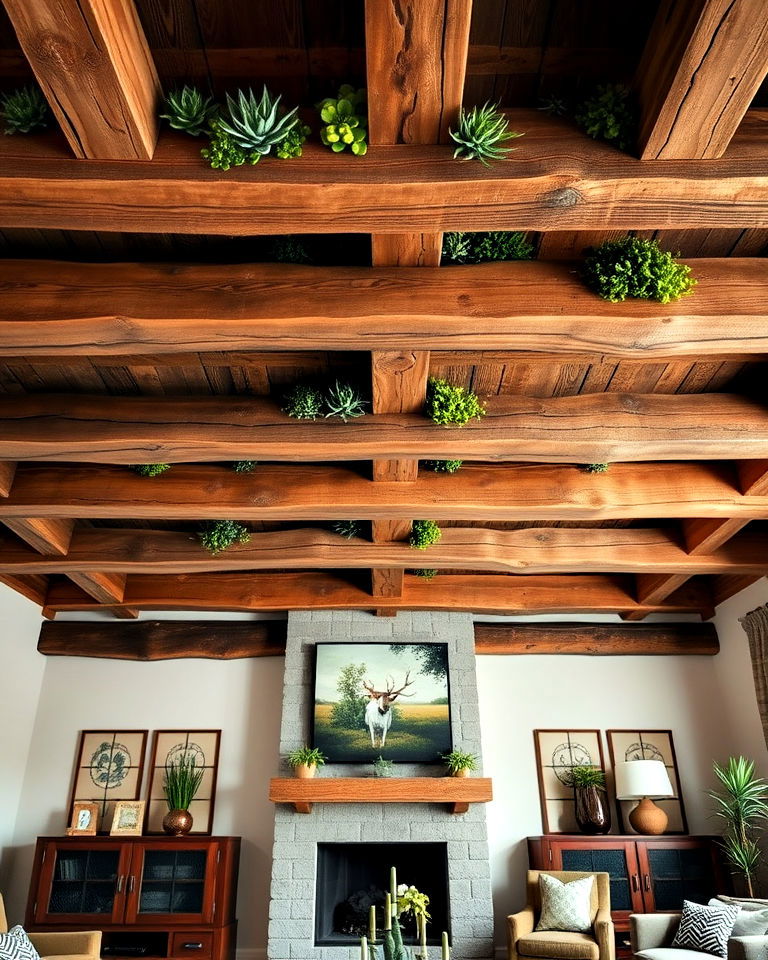 reclaimed wood with green accents