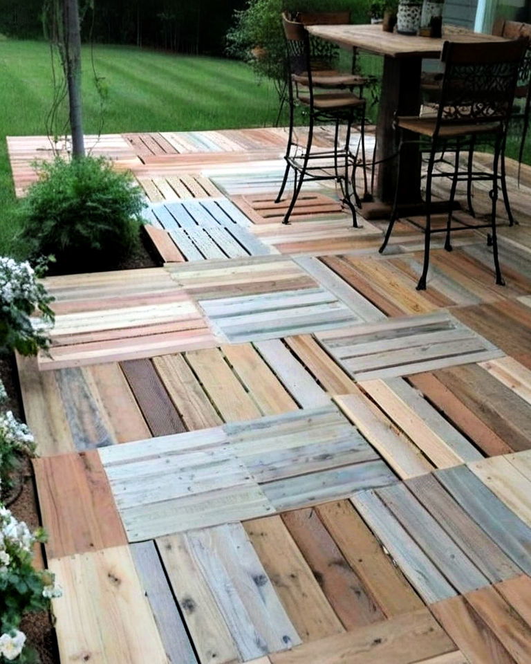 recycled wood pallets patio flooring