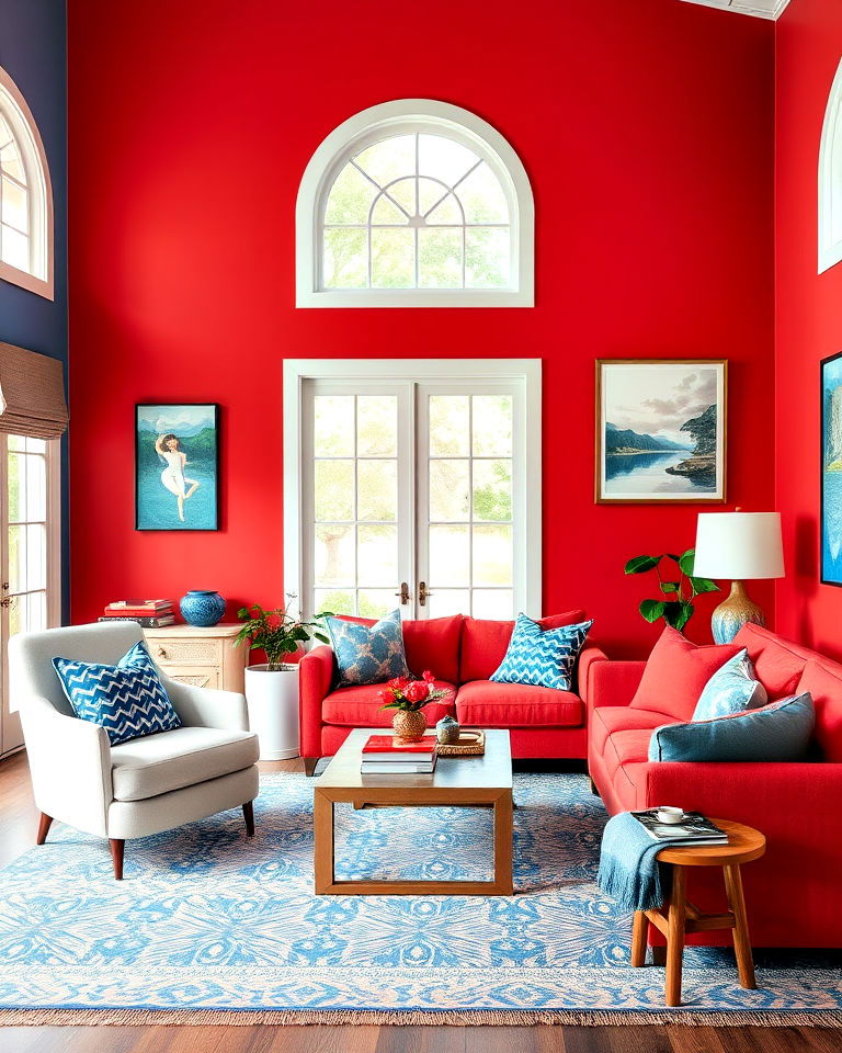 red and blue for playful contrast