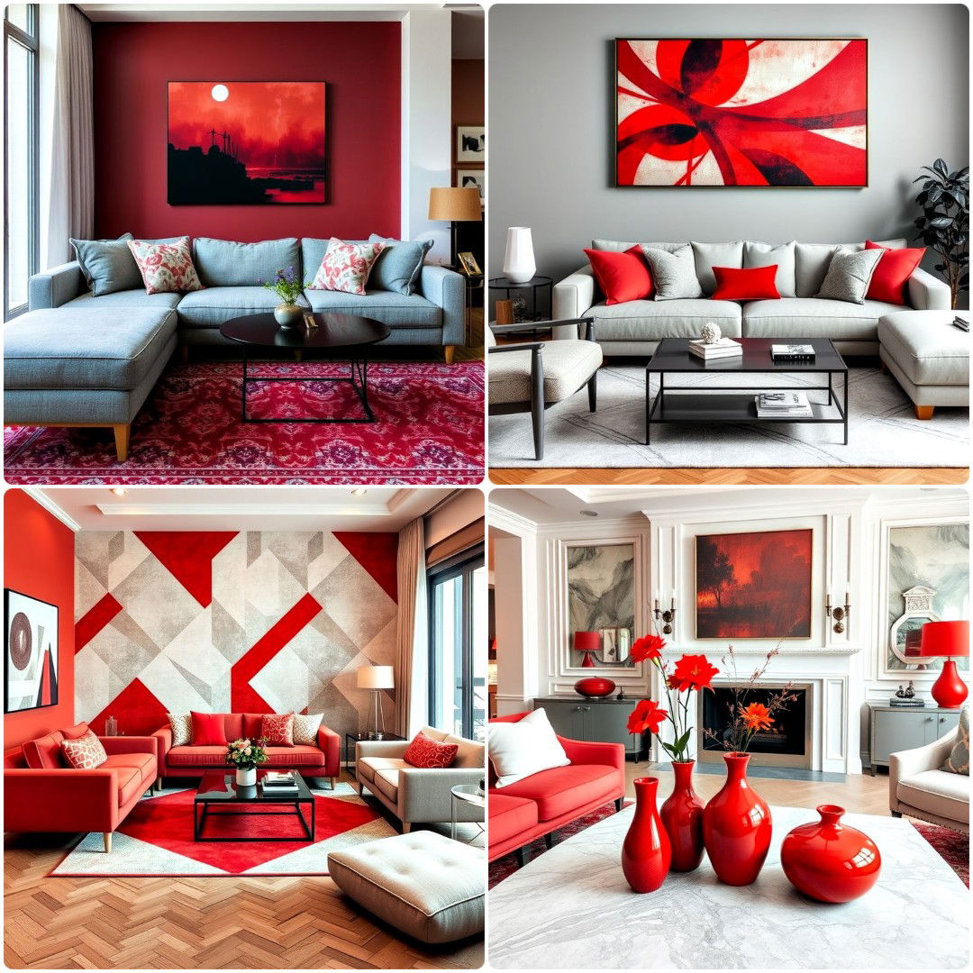 25 Grey and Red Living Room Ideas for Vibrant Harmony