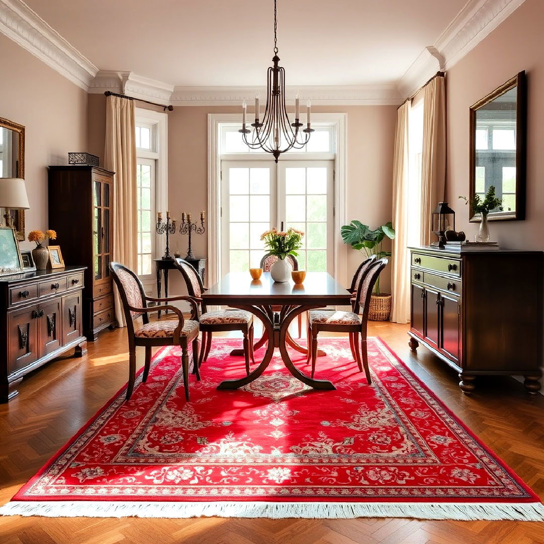 red area rug to add texture