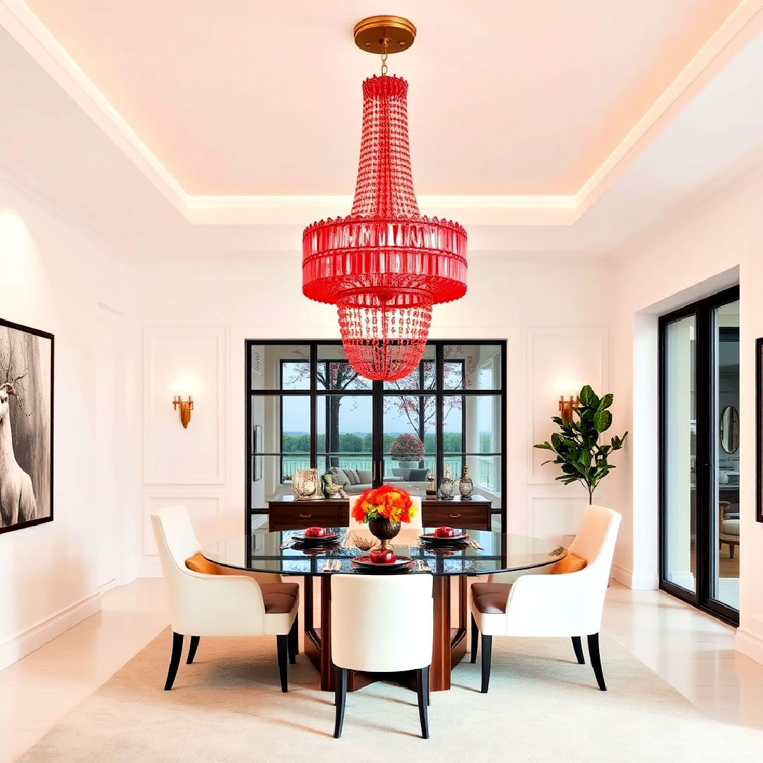 red dining room statement lighting