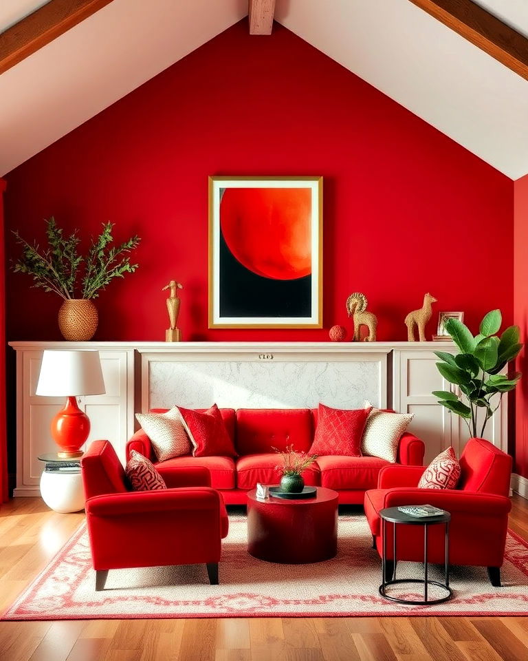 red furniture accents