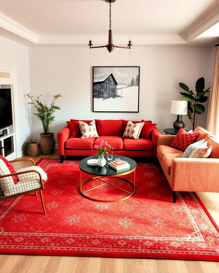 red rugs as a focal point