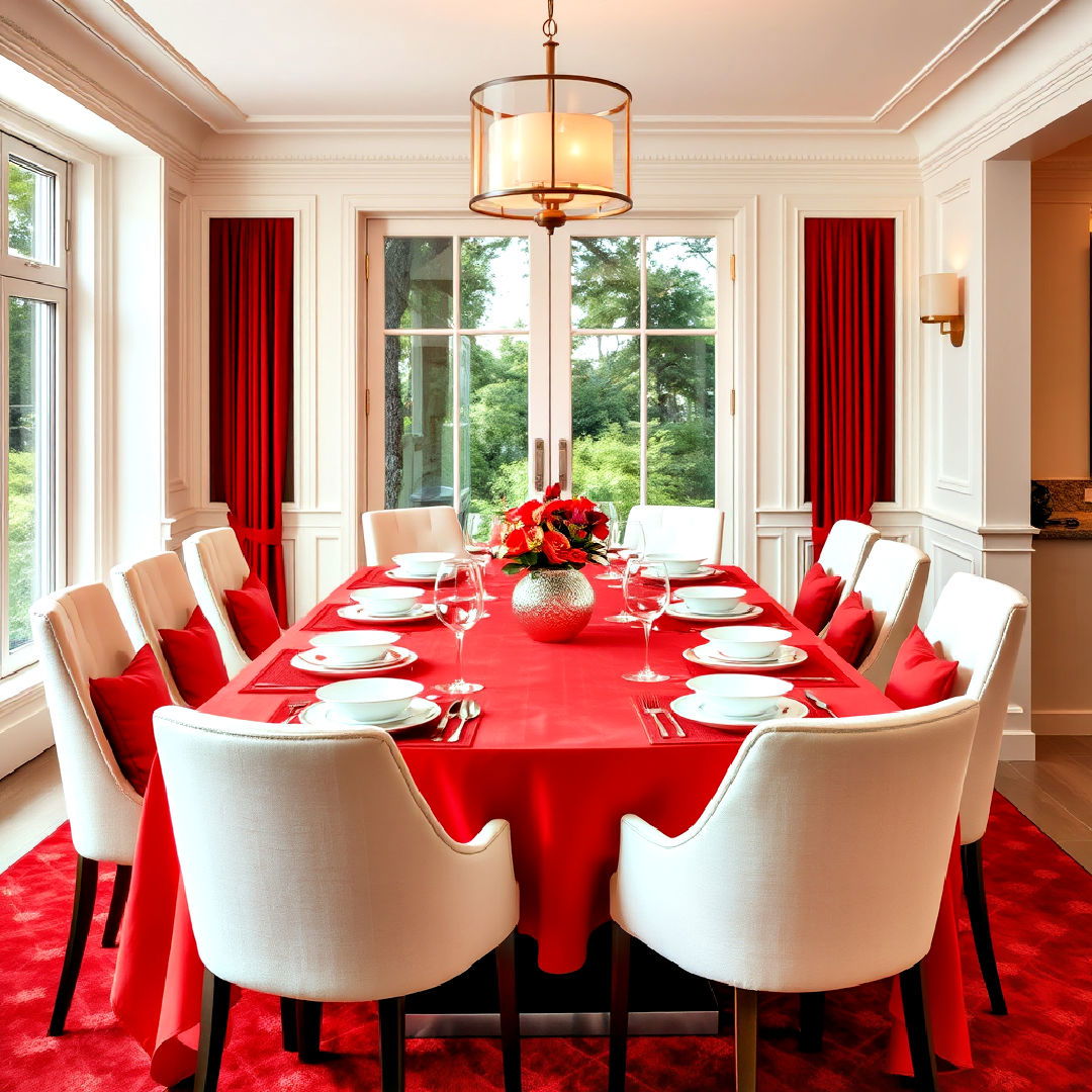 red table linens and accessories for dining room