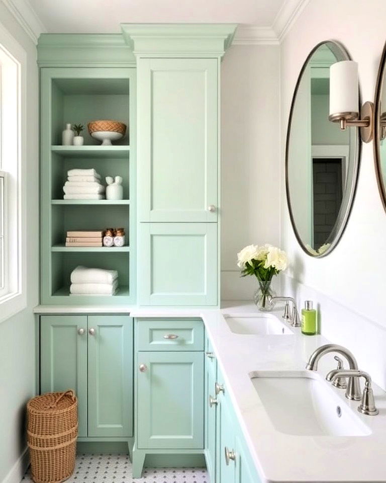 refresh your bathroom with mint green cabinets