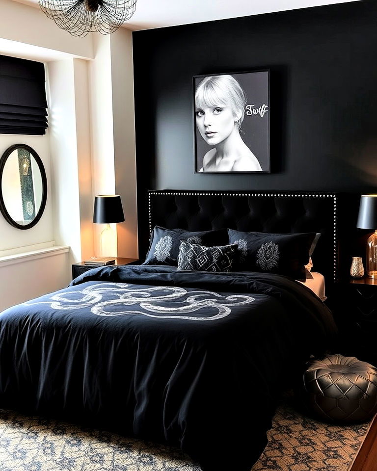 reputation inspired dark decor bedroom