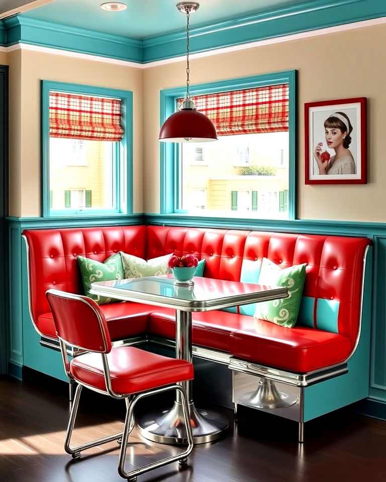 retro banquette with vinyl upholstery