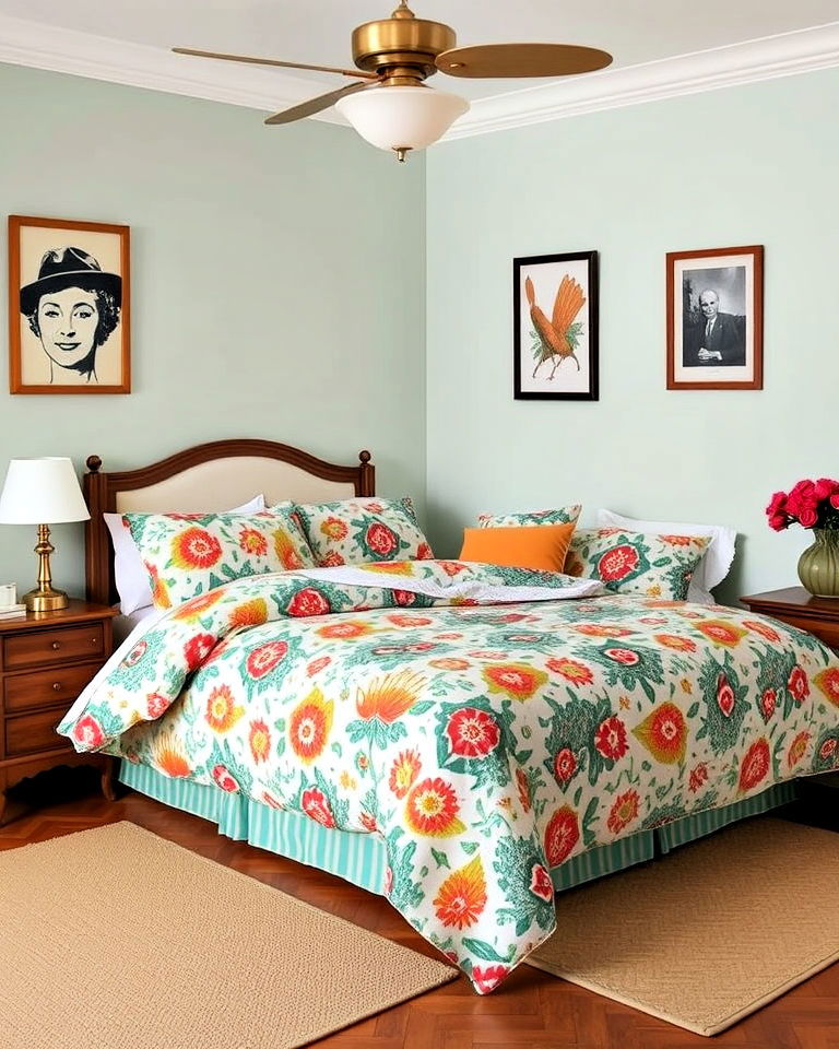 retro patterned bedding