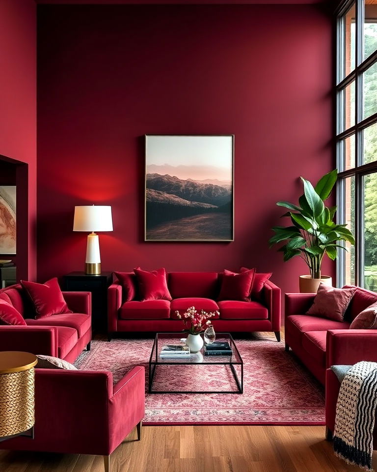 rich burgundy palette living room