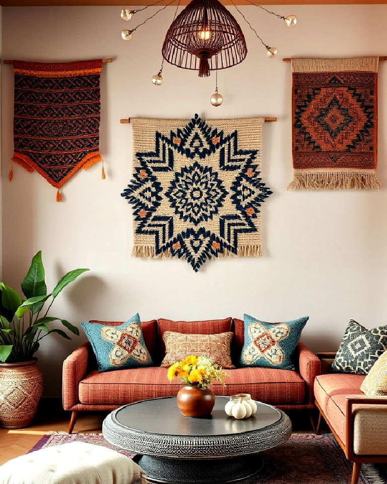 rich textured wall hangings for living room