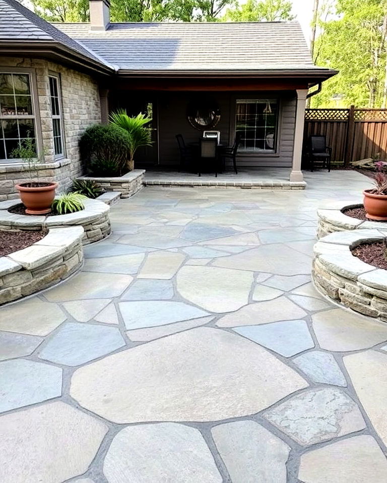 river rock design patio