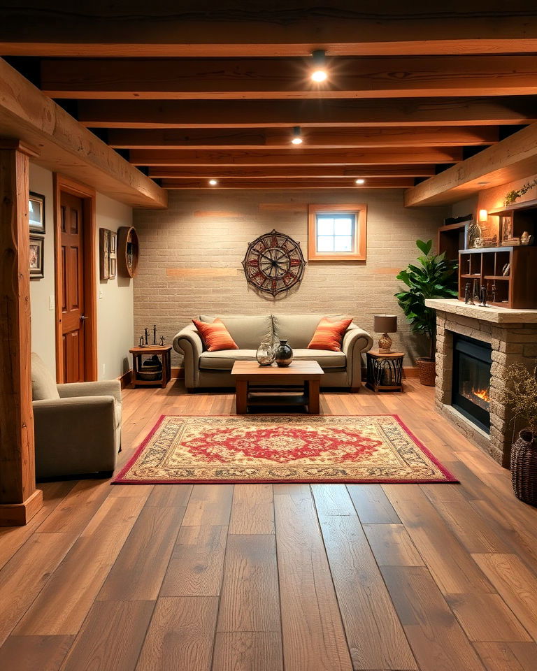 rough hewn wood flooring for natural warmth