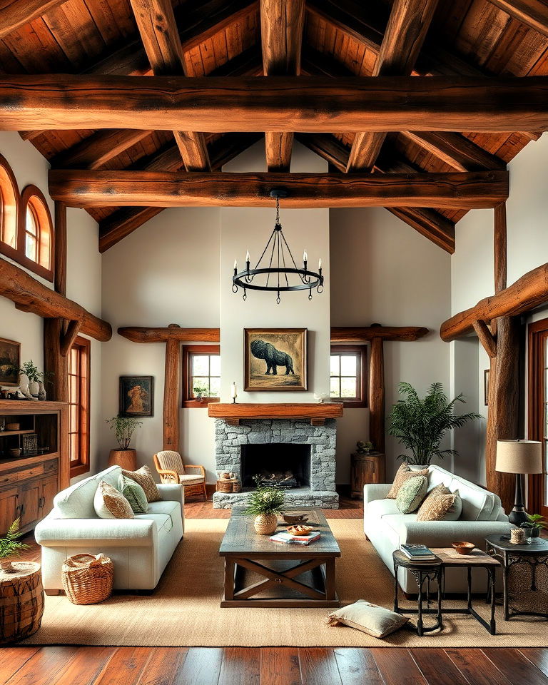 rough hewn wooden beams