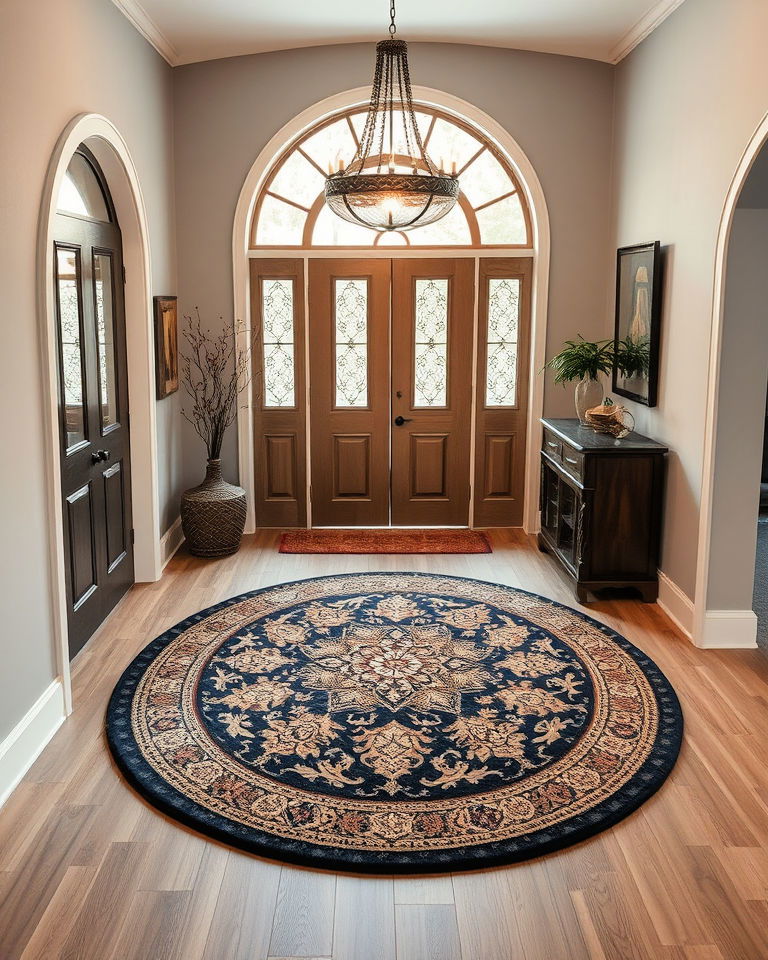 round rugs for curved spaces