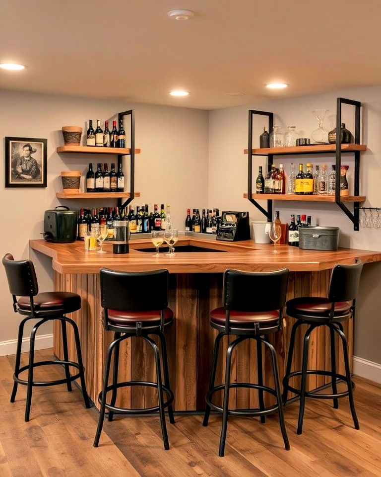 rustic bar area for entertaining