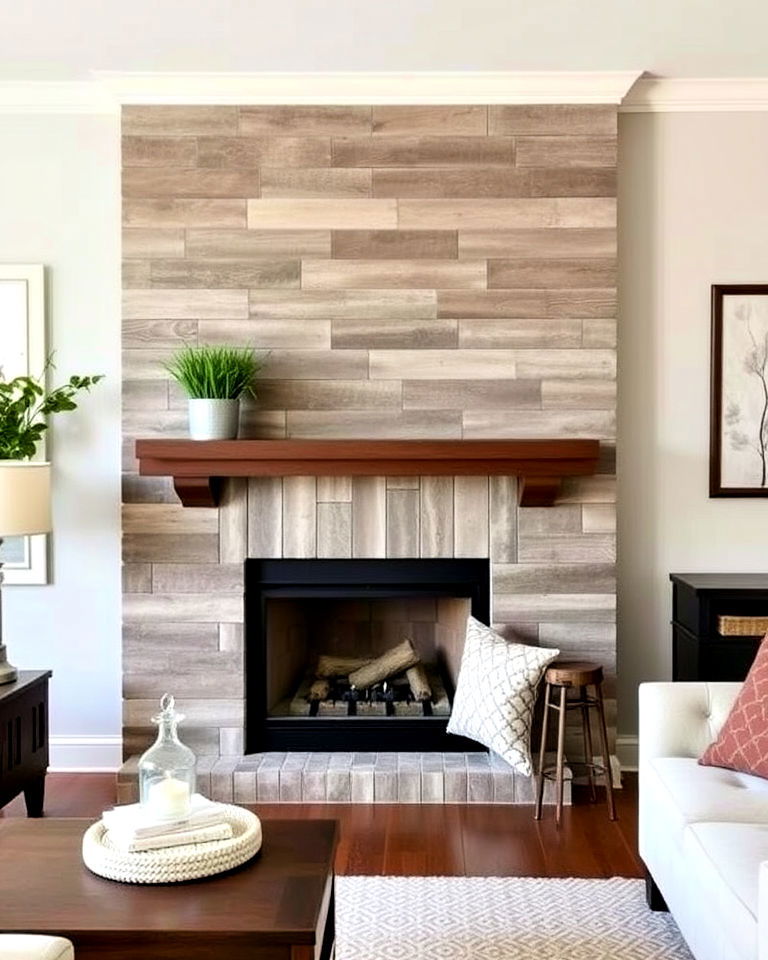 rustic barnwood fireplace surround