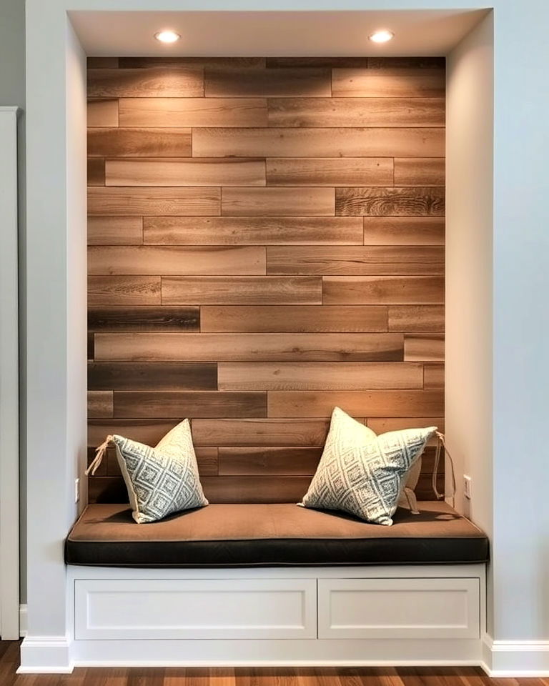 rustic barnwood wall with built in lighting