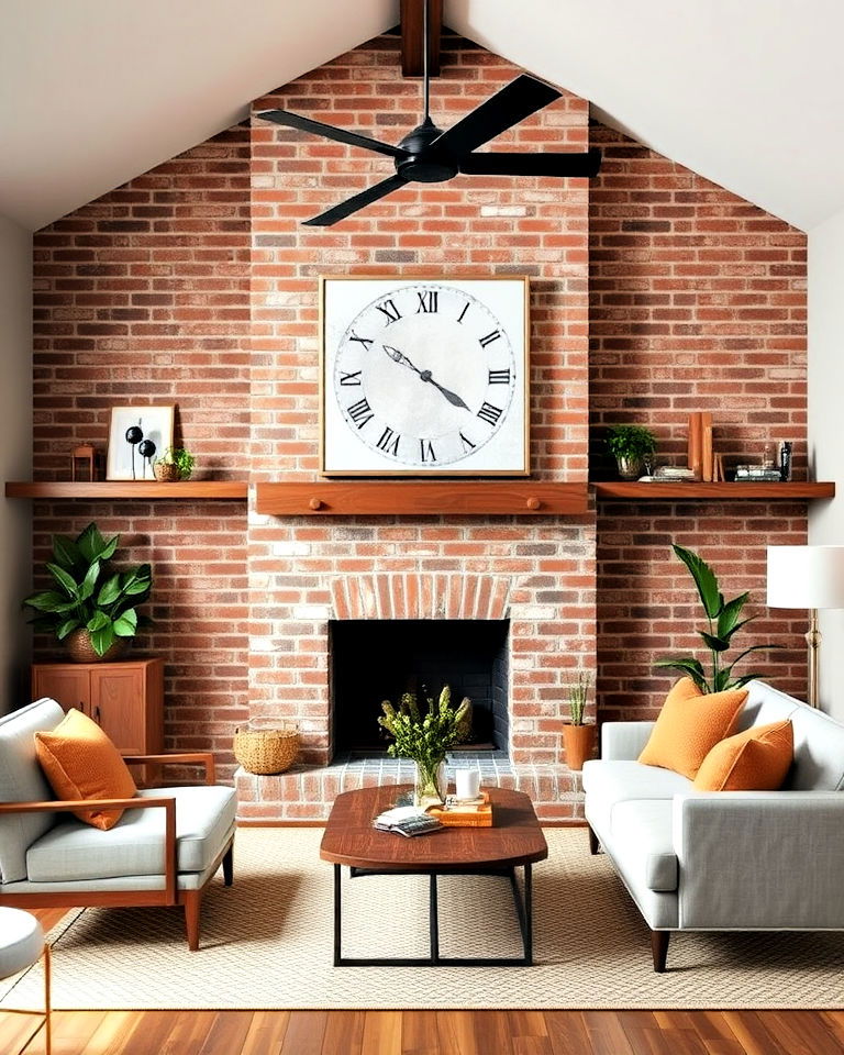 rustic brick accent wall with reclaimed brick