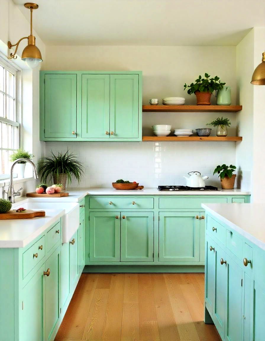 rustic charm with mint green and wood accents