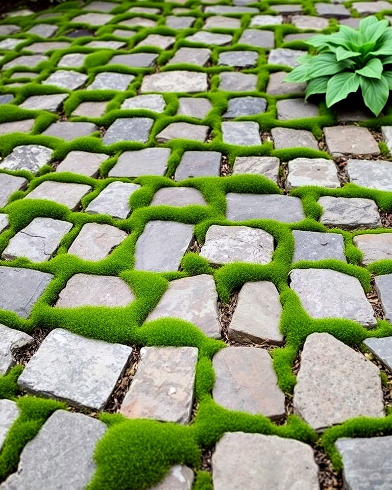 rustic cobblestone with moss infill