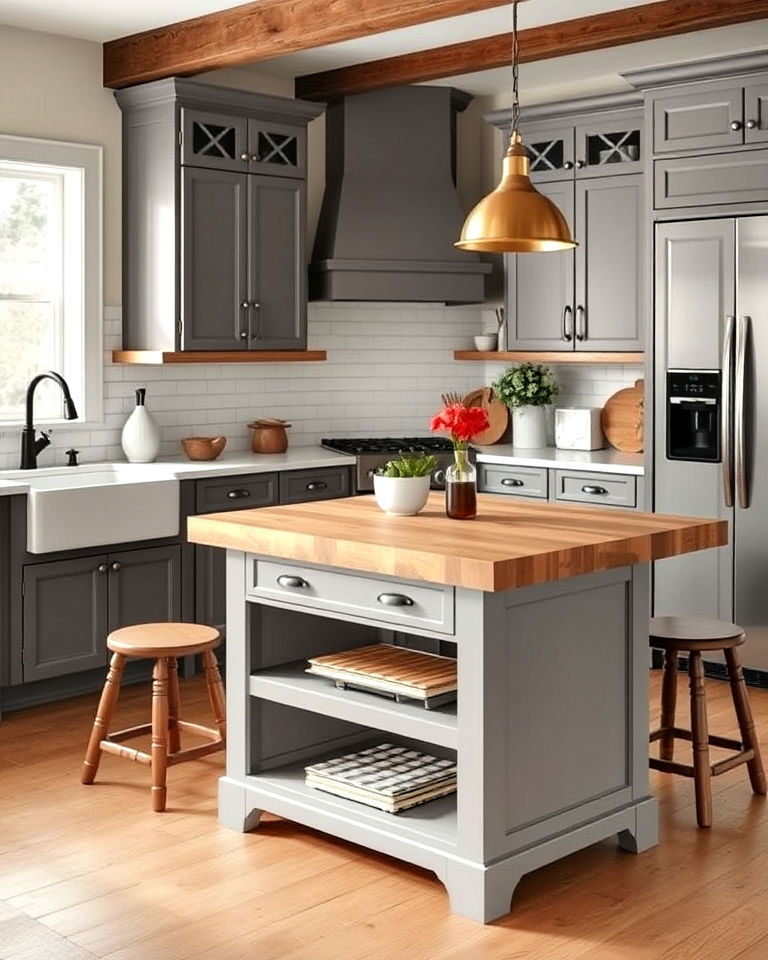 rustic farmhouse butcher block island