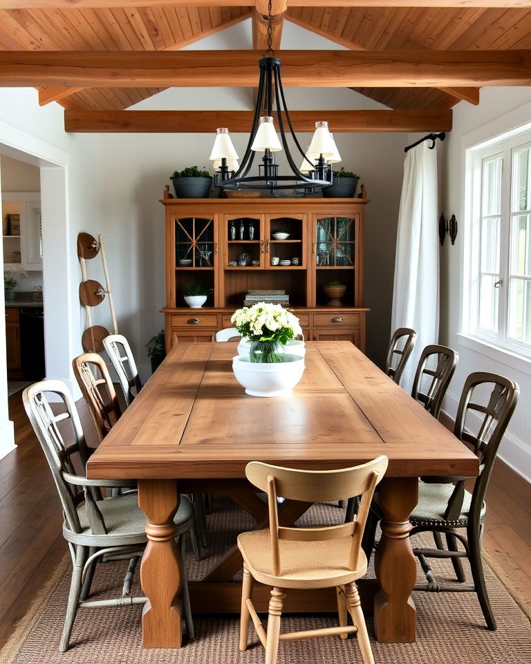 rustic farmhouse inspired dining table