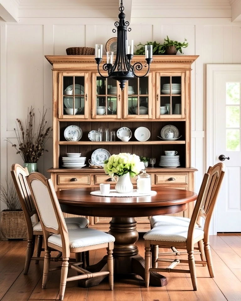 rustic hutch cottage dining room