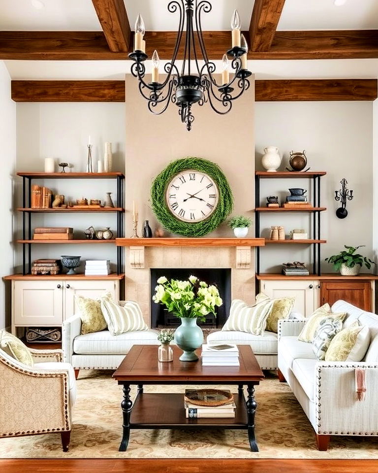 rustic ironwork in french country living room