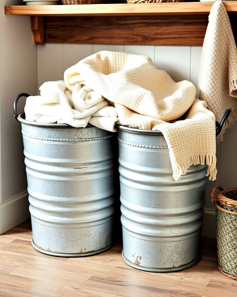 rustic metal laundry baskets