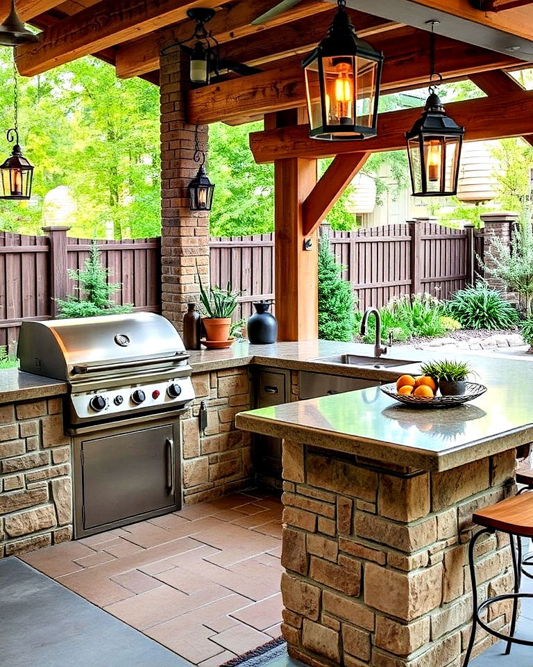 rustic outdoor kitchen bbq