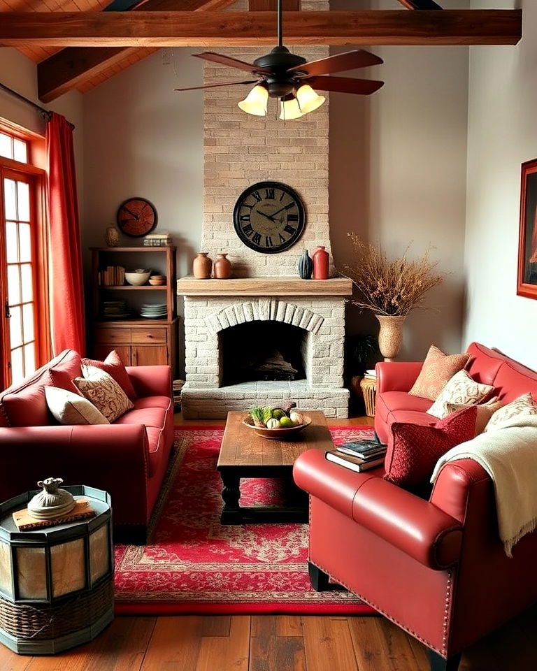 rustic red accents