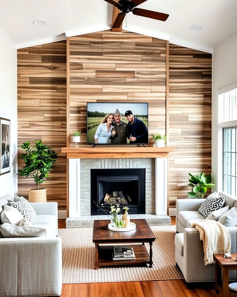 rustic shiplap accent wall