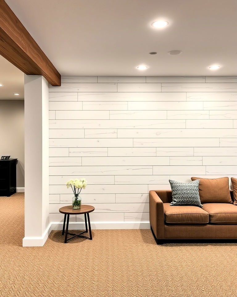 rustic shiplap panels accent wall