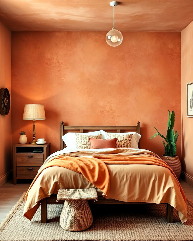 rustic terracotta tones bedroom