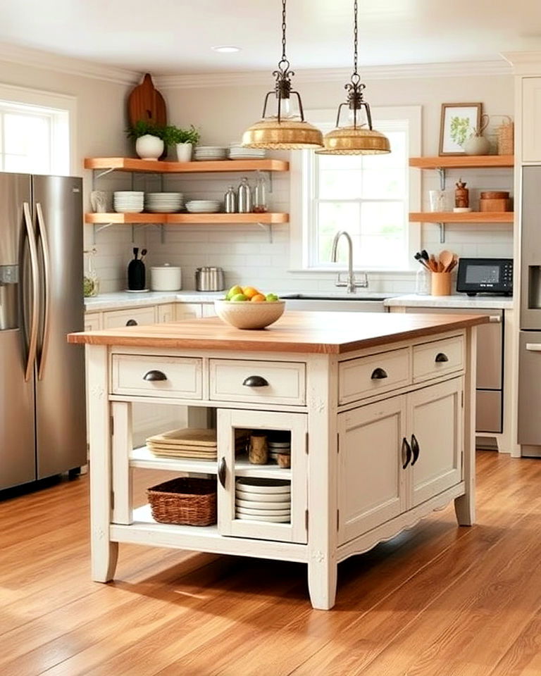 rustic white kitchen island