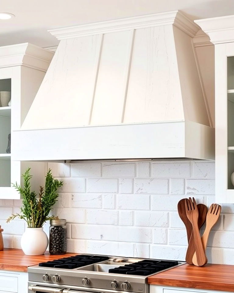 rustic white range hood