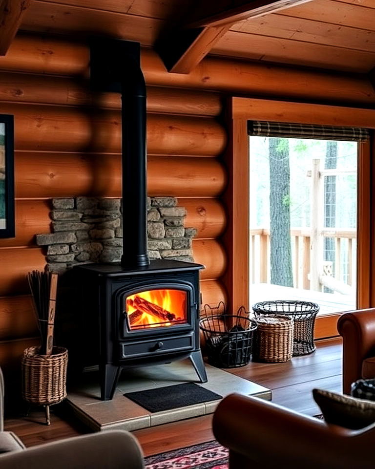 rustic wood burning stove