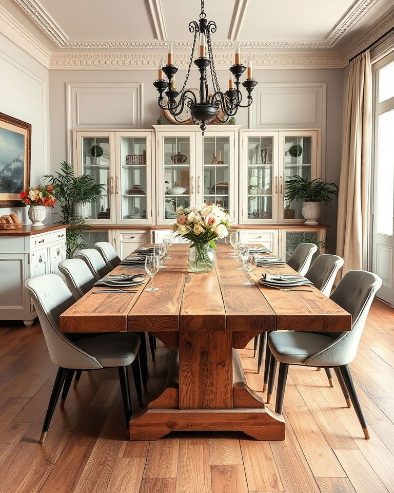 rustic wooden dining table