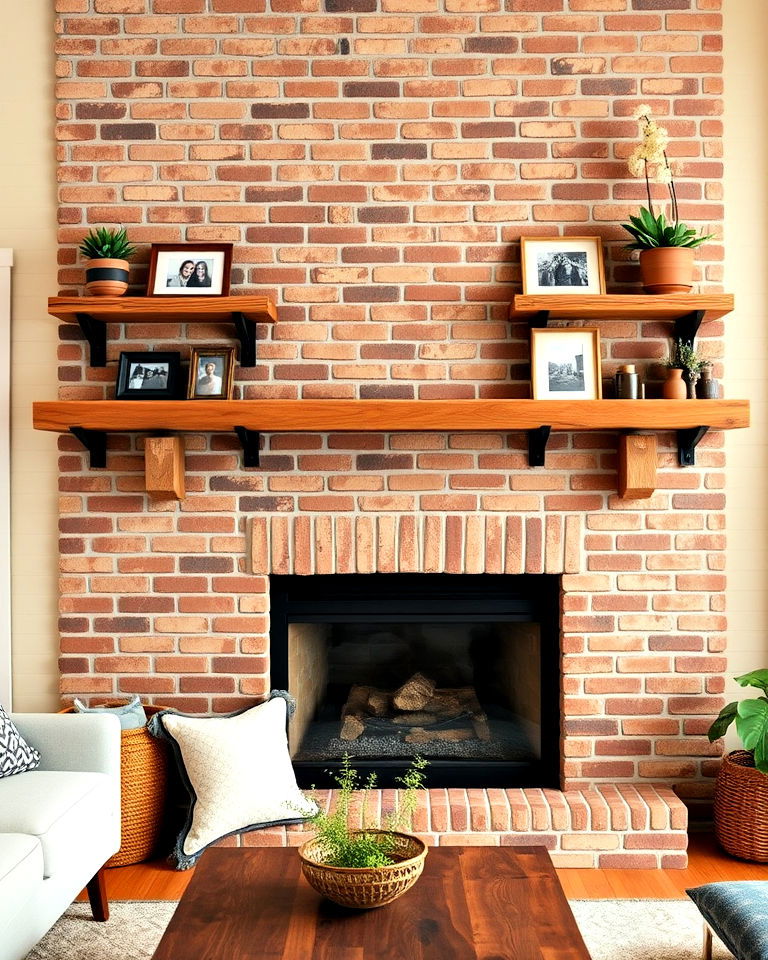 rustic wooden floating shelves