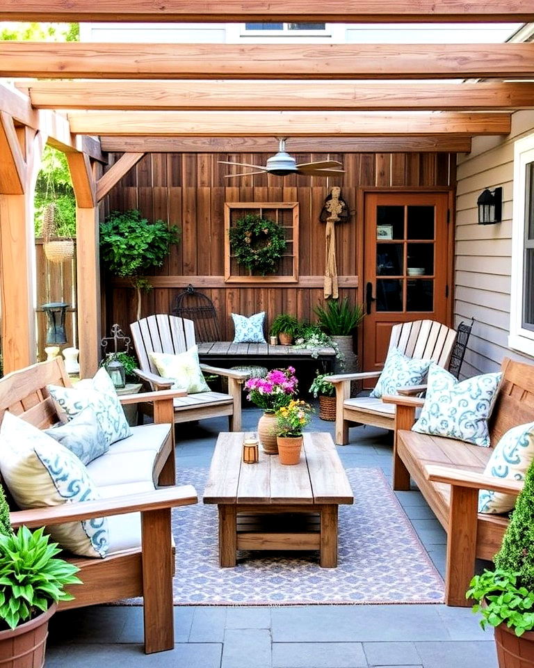 rustic wooden furniture for your farmhouse patio