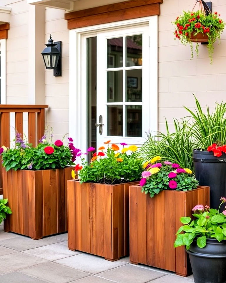 rustic wooden planters