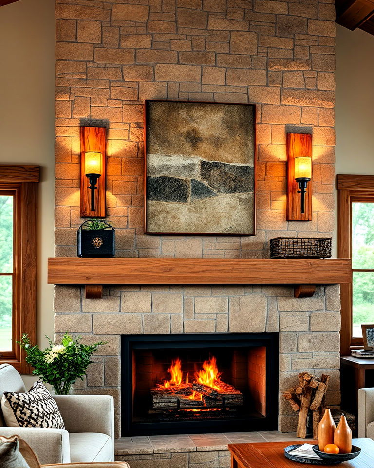 rustic wooden sconces to add warmth