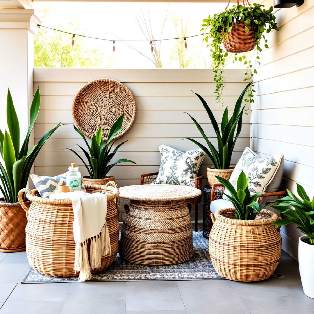 rustic woven baskets for storage