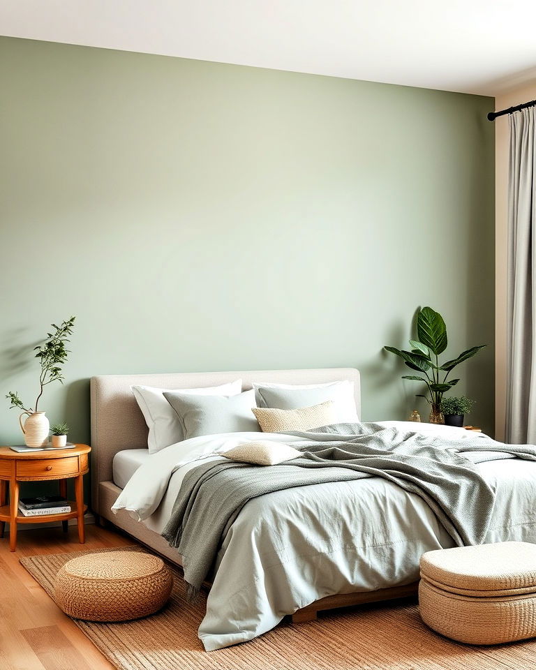 sage green accent wall to add depth