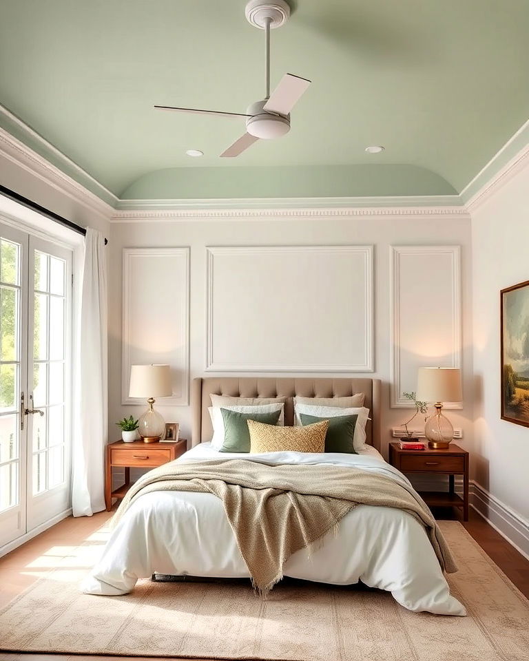 sage green ceiling for bedroom