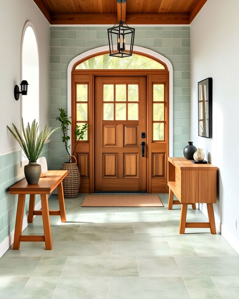 sage green entryway tiles